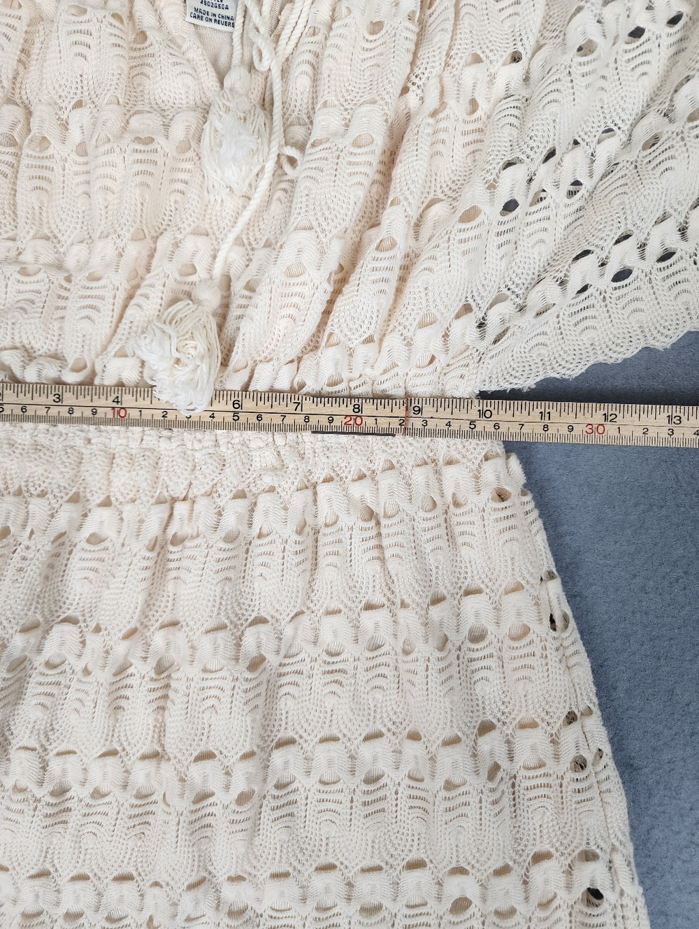 Max Studio Cream Crochet Off-Shoulder Mini Dress Lined Boho Fairy Small - Picture 6 of 8